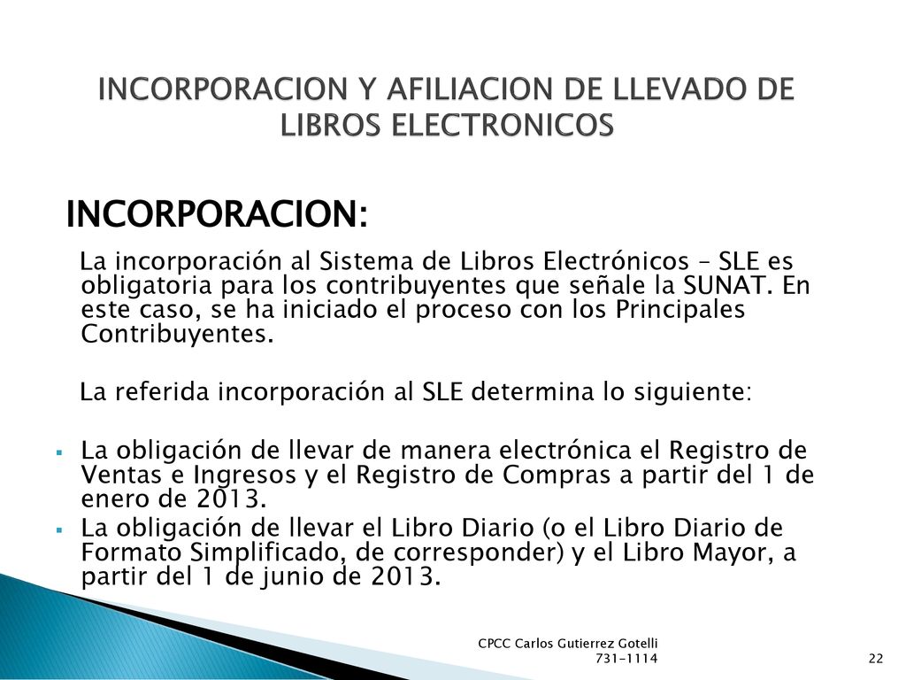 INCORPORACION Y AFILIACION DE LLEVADO DE LIBROS ELECTRONICOS