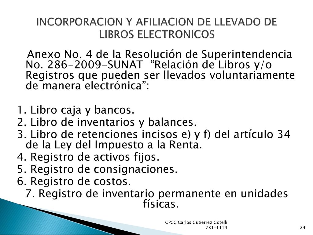 INCORPORACION Y AFILIACION DE LLEVADO DE LIBROS ELECTRONICOS