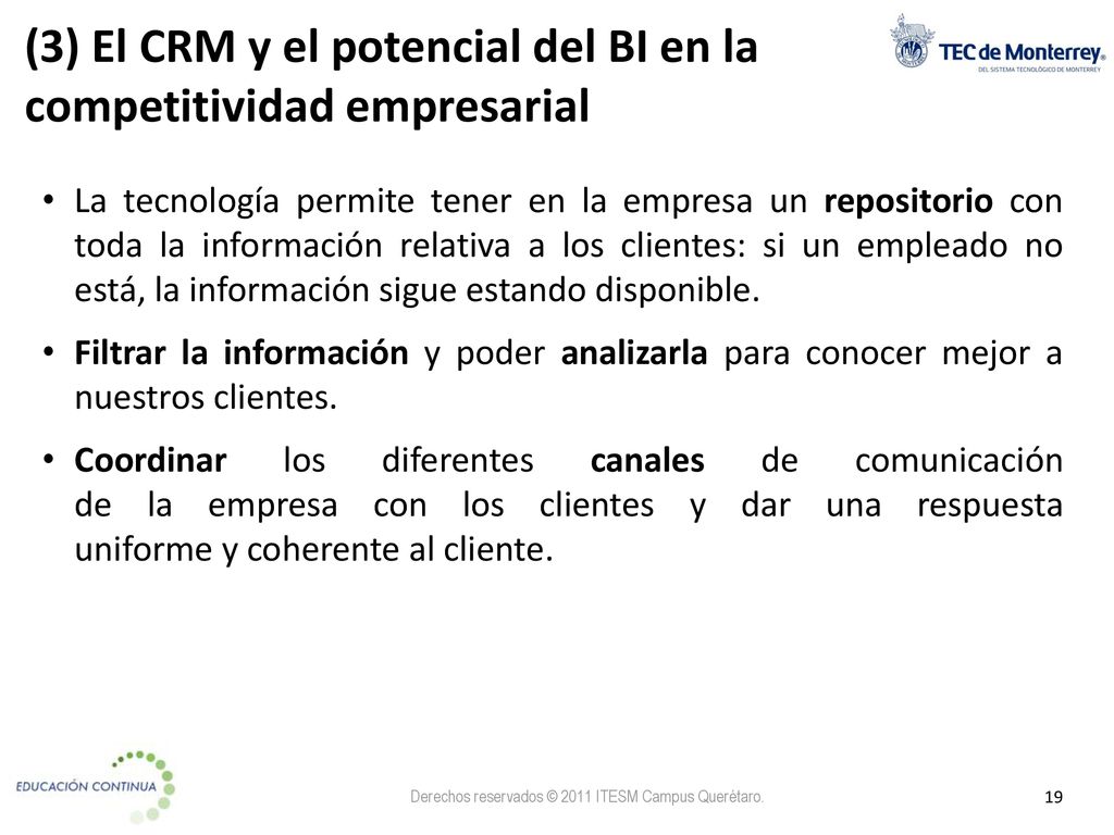(3) El CRM y el potencial del BI en la competitividad empresarial