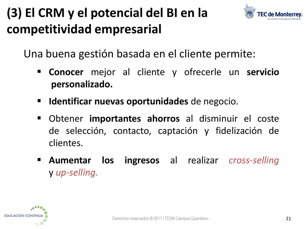 (3) El CRM y el potencial del BI en la competitividad empresarial