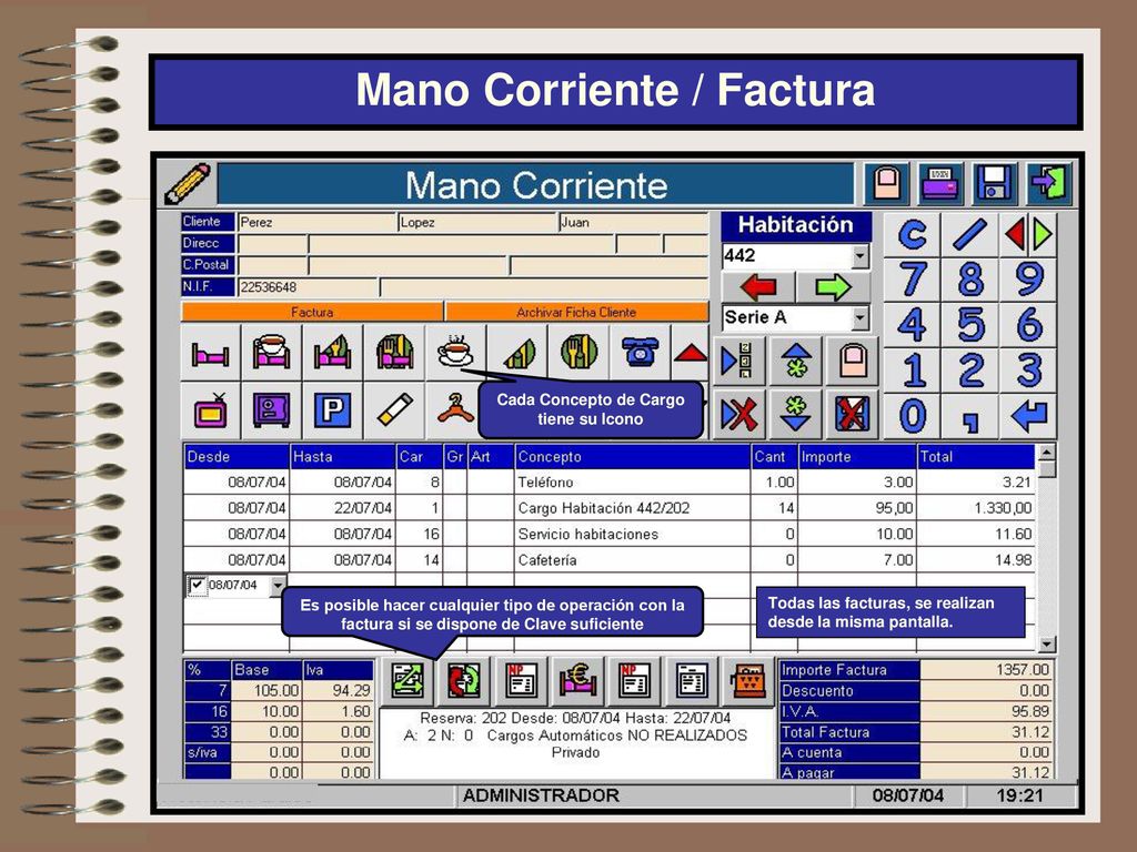 Mano Corriente / Factura Cada Concepto de Cargo tiene su Icono