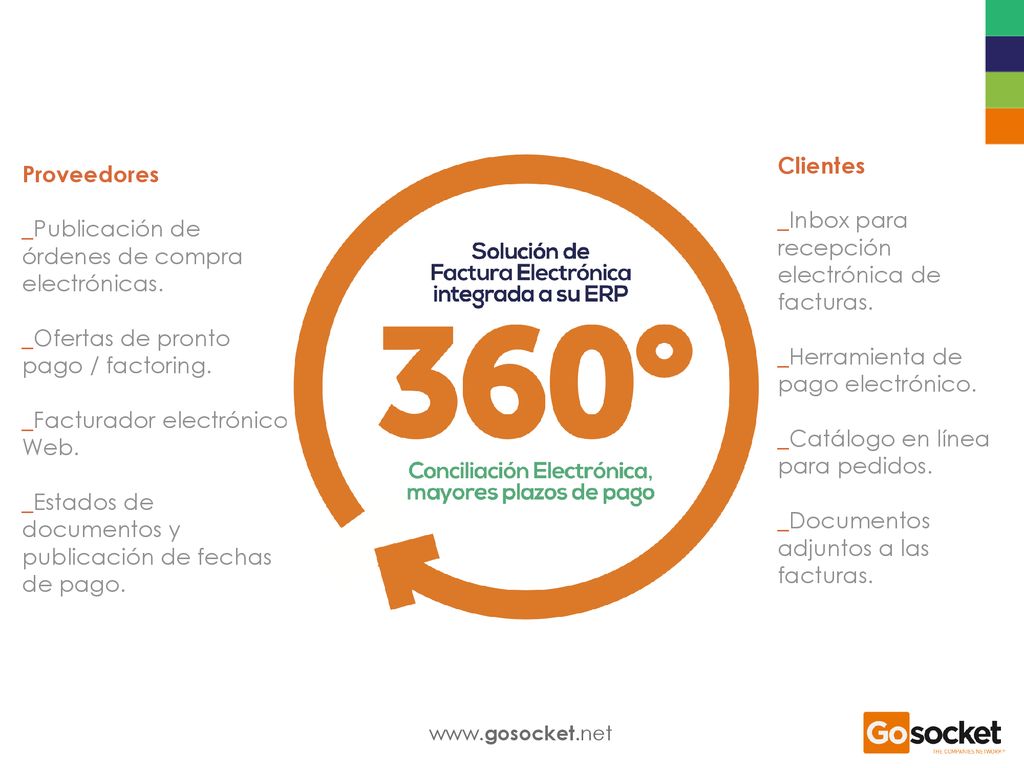 Proveedores _Publicación de órdenes de compra electrónicas. _Ofertas de pronto pago / factoring. _Facturador electrónico Web.