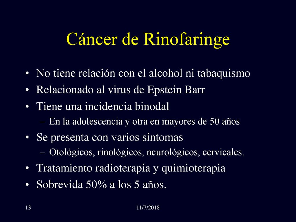 Cáncer de Rinofaringe No tiene relación con el alcohol ni tabaquismo