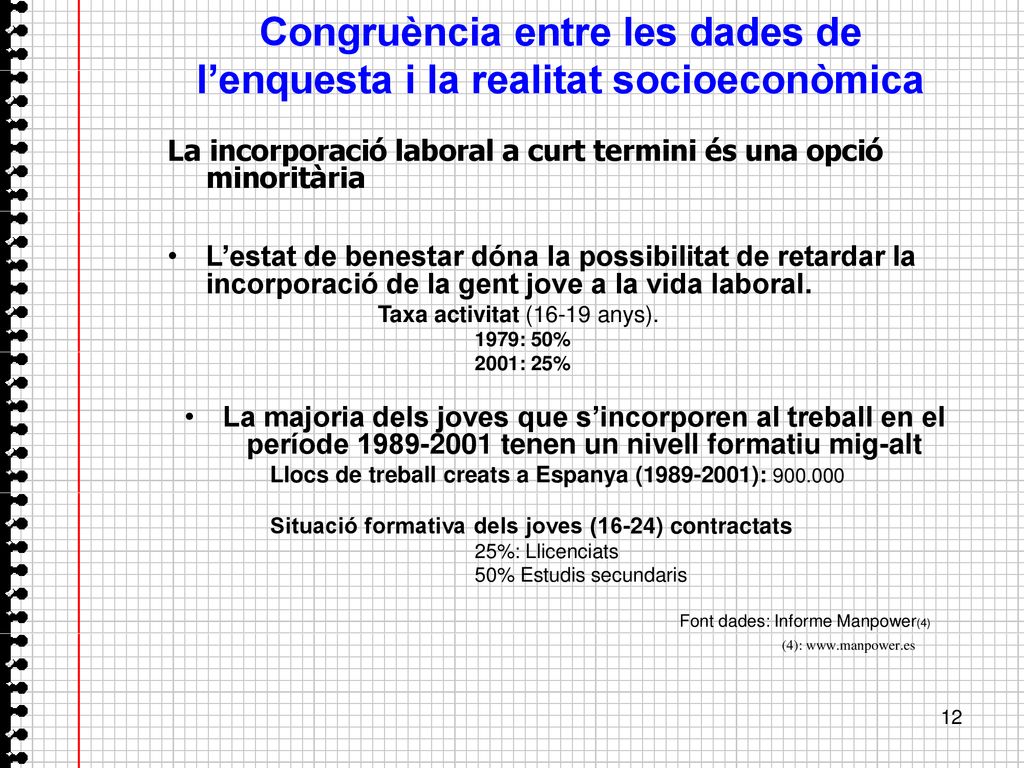 Congruència entre les dades de l’enquesta i la realitat socioeconòmica