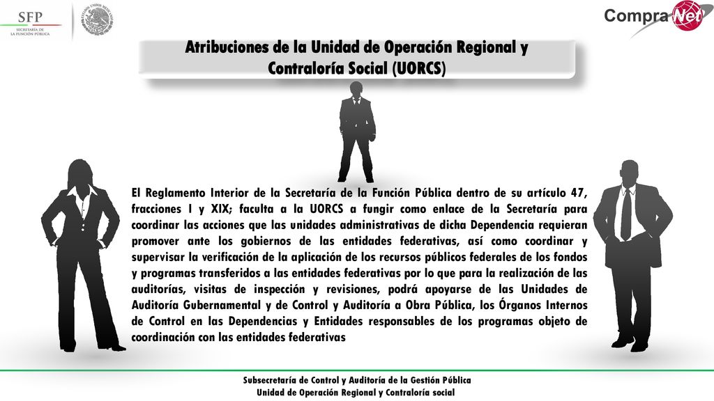 Atribuciones de la Unidad de Operación Regional y Contraloría Social (UORCS)