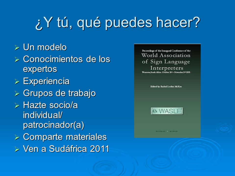 ¿Y tú, qué puedes hacer Un modelo Conocimientos de los expertos
