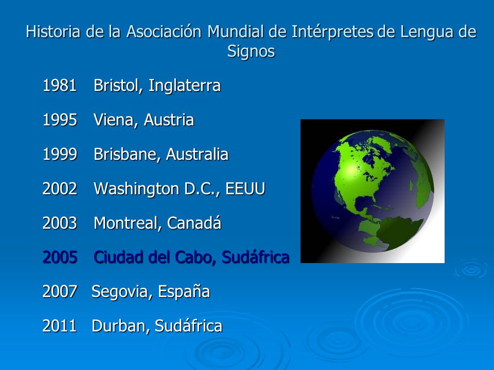 Historia de la Asociación Mundial de Intérpretes de Lengua de Signos
