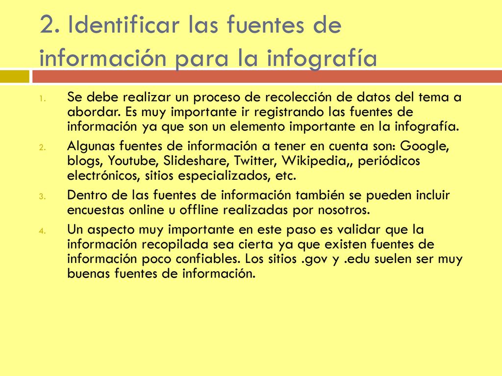 2. Identificar las fuentes de información para la infografía