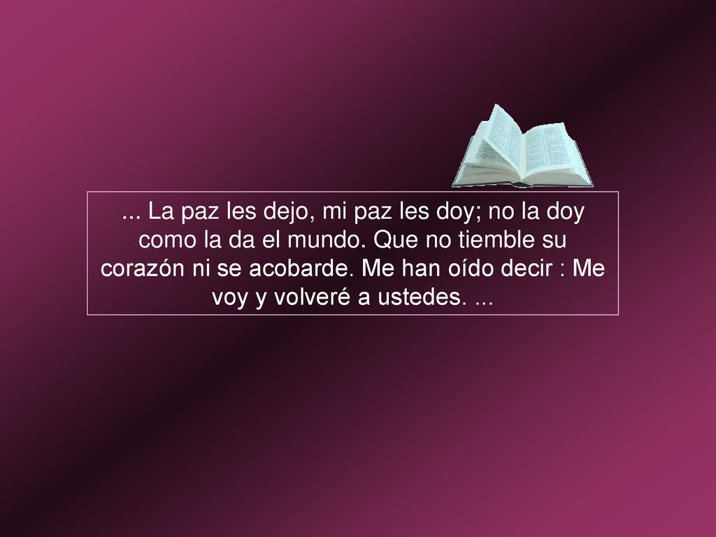 La paz les dejo, mi paz les doy; no la doy como la da el mundo