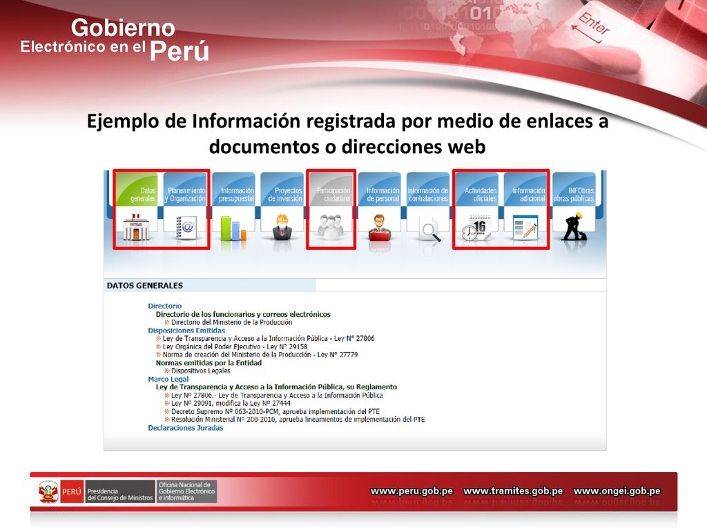 Ejemplo de Información registrada por medio de enlaces a documentos o direcciones web