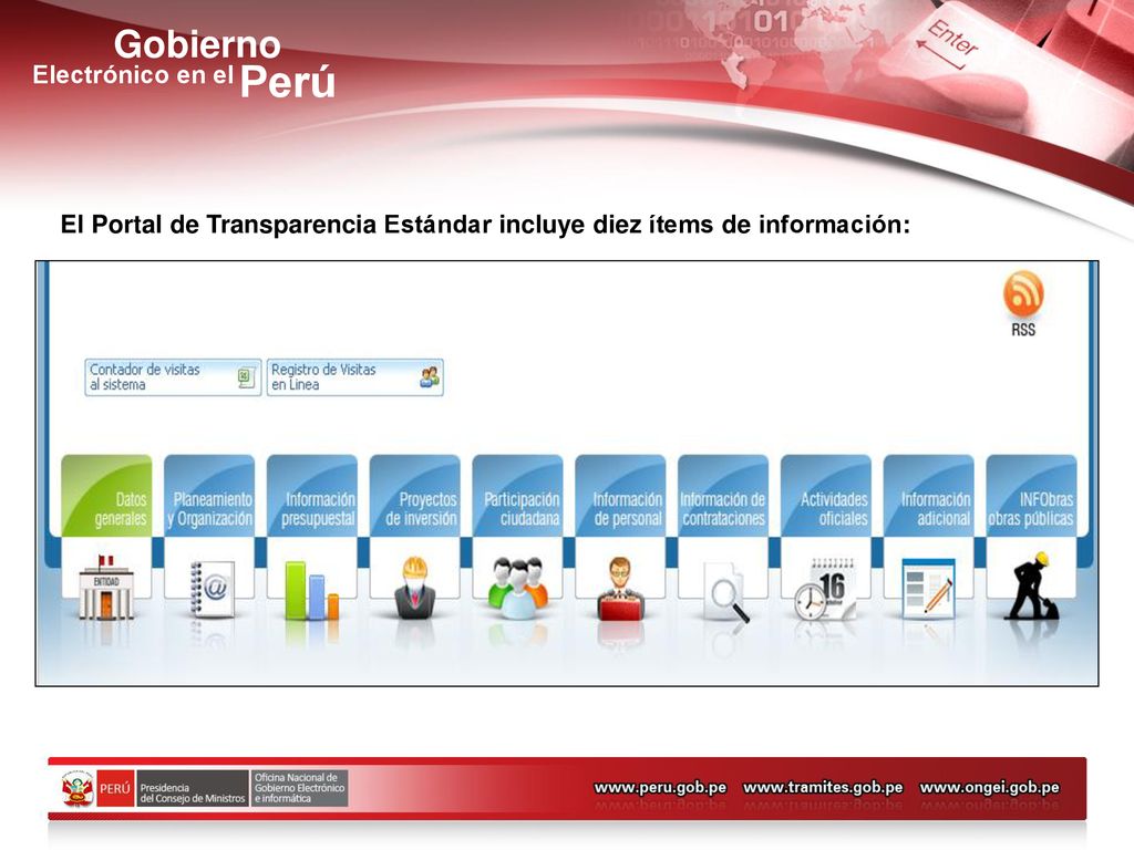 El Portal de Transparencia Estándar incluye diez ítems de información: