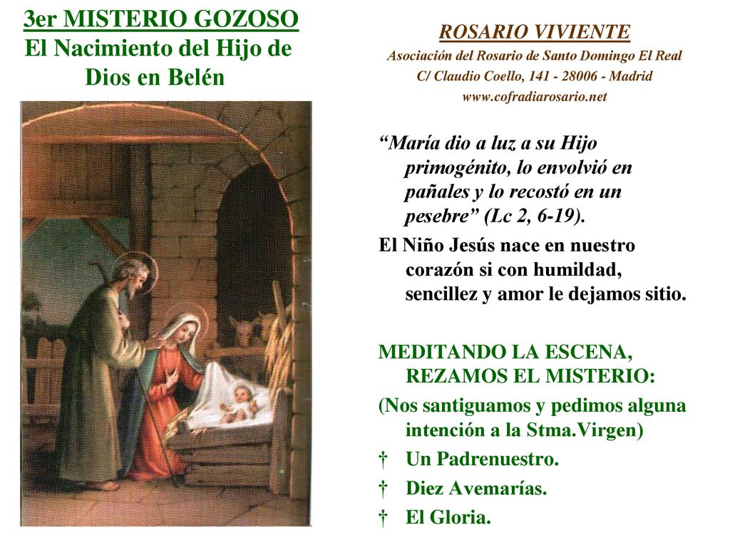 3er MISTERIO GOZOSO El Nacimiento del Hijo de Dios en Belén