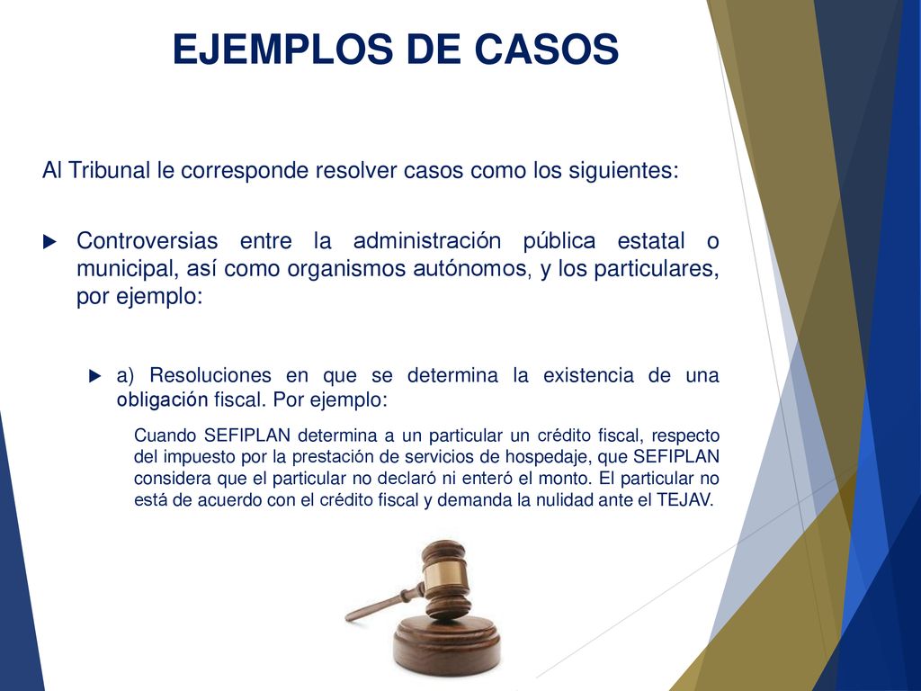 EJEMPLOS DE CASOS Al Tribunal le corresponde resolver casos como los siguientes: