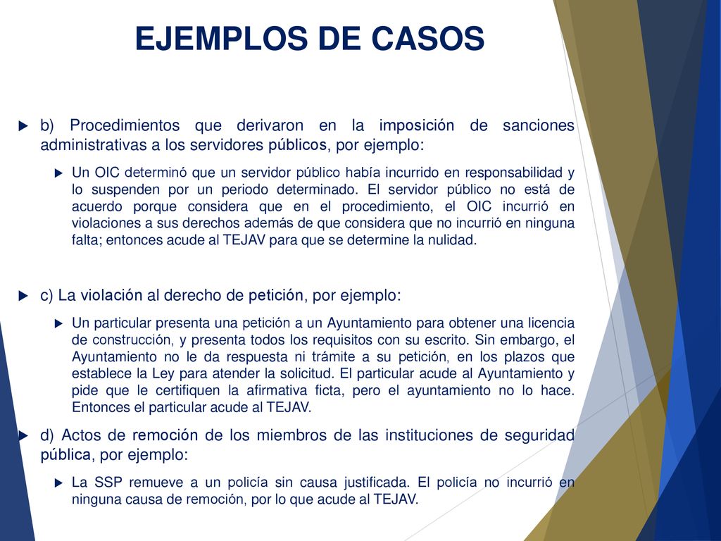 EJEMPLOS DE CASOS b) Procedimientos que derivaron en la imposición de sanciones administrativas a los servidores públicos, por ejemplo: