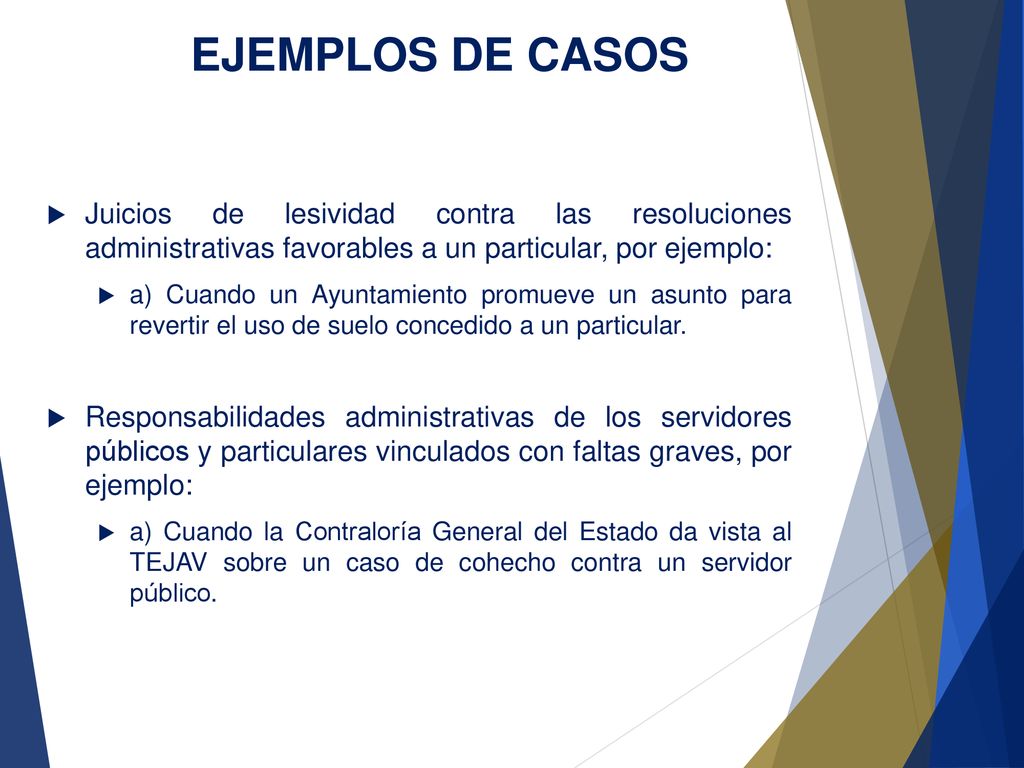 EJEMPLOS DE CASOS Juicios de lesividad contra las resoluciones administrativas favorables a un particular, por ejemplo: