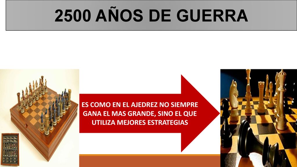 2500 AÑOS DE GUERRA ES COMO EN EL AJEDREZ NO SIEMPRE GANA EL MAS GRANDE, SINO EL QUE UTILIZA MEJORES ESTRATEGIAS.