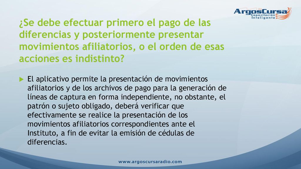 ¿Se debe efectuar primero el pago de las diferencias y posteriormente presentar movimientos afiliatorios, o el orden de esas acciones es indistinto