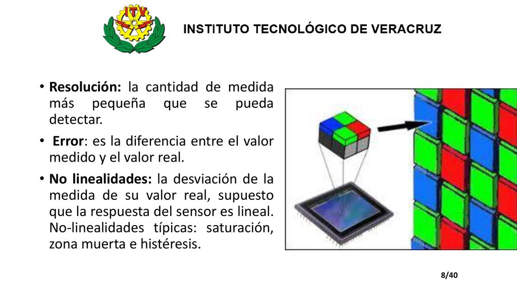 Resolución: la cantidad de medida más pequeña que se pueda detectar.