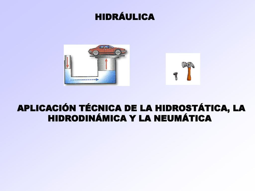 APLICACIÓN TÉCNICA DE LA HIDROSTÁTICA, LA HIDRODINÁMICA Y LA NEUMÁTICA