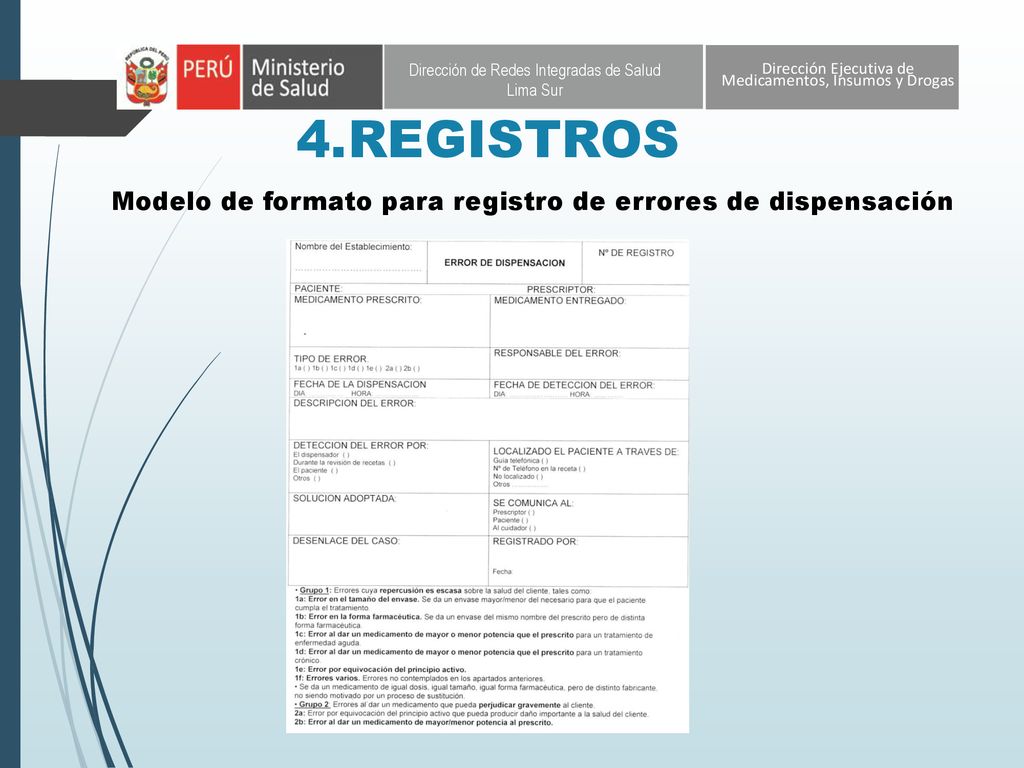 4.REGISTROS Modelo de formato para registro de errores de dispensación