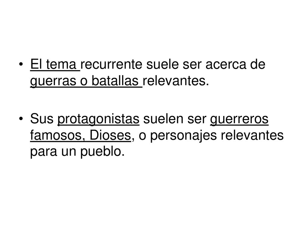 El tema recurrente suele ser acerca de guerras o batallas relevantes.