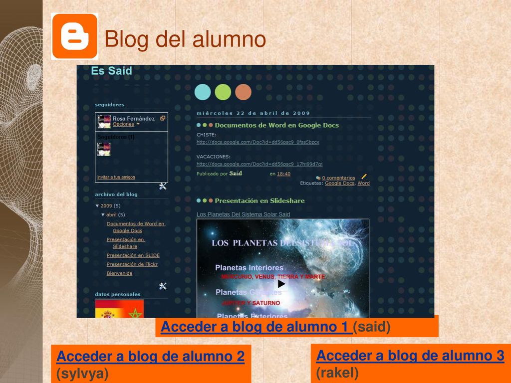 Blog del alumno Acceder a blog de alumno 1 (said)