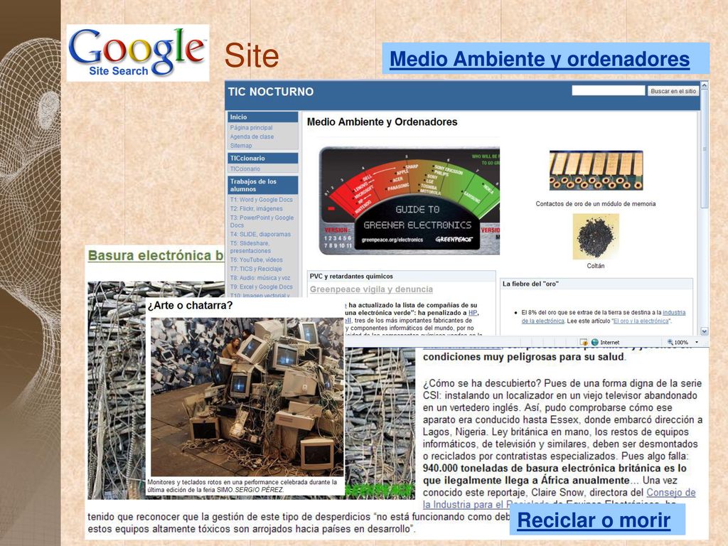 Site Medio Ambiente y ordenadores Reciclar o morir