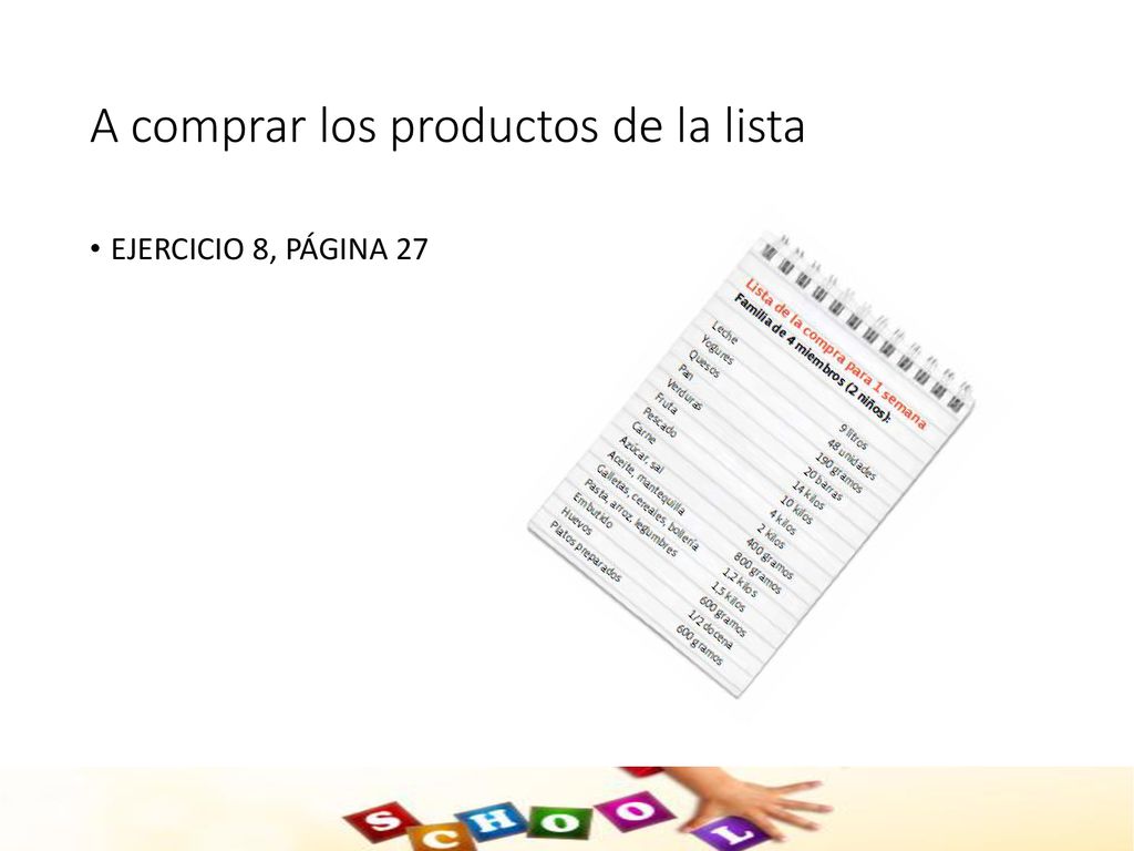 A comprar los productos de la lista