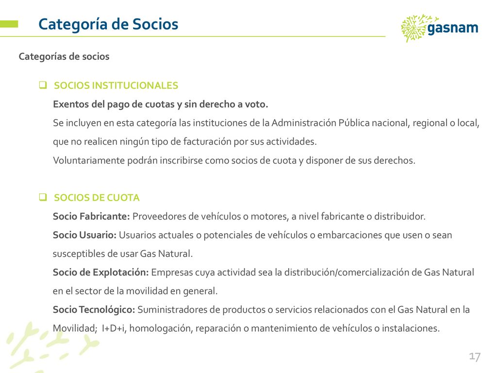 Categoría de Socios Categorías de socios SOCIOS INSTITUCIONALES
