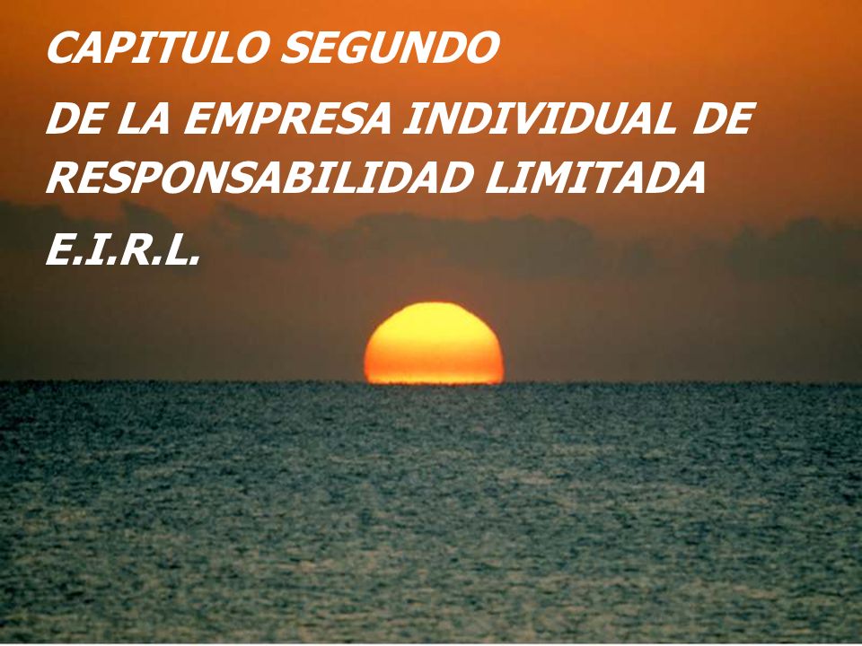 CAPITULO SEGUNDO DE LA EMPRESA INDIVIDUAL DE RESPONSABILIDAD LIMITADA E.I.R.L.