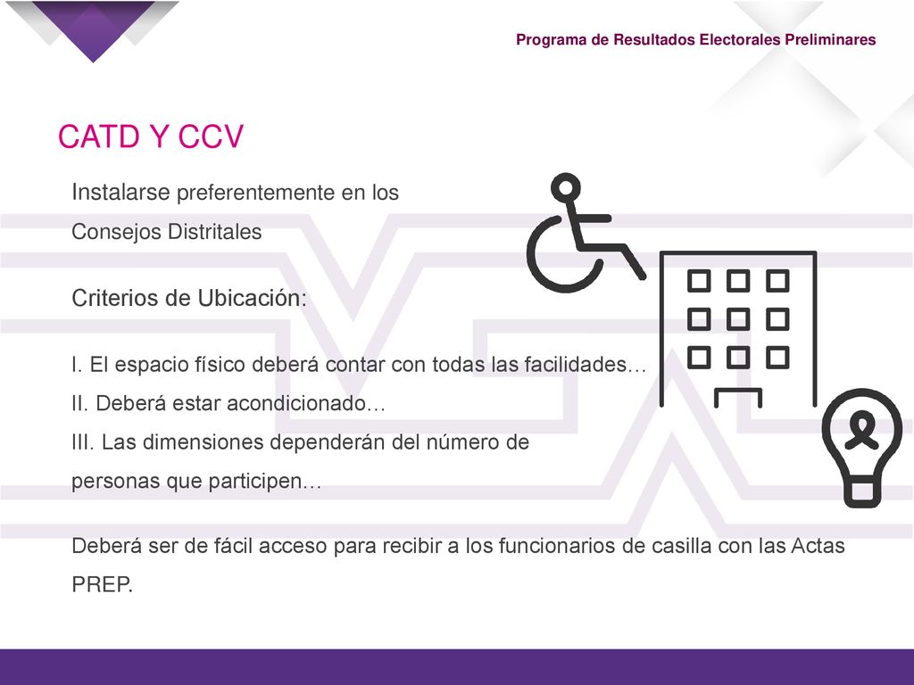 CATD Y CCV Instalarse preferentemente en los Criterios de Ubicación: