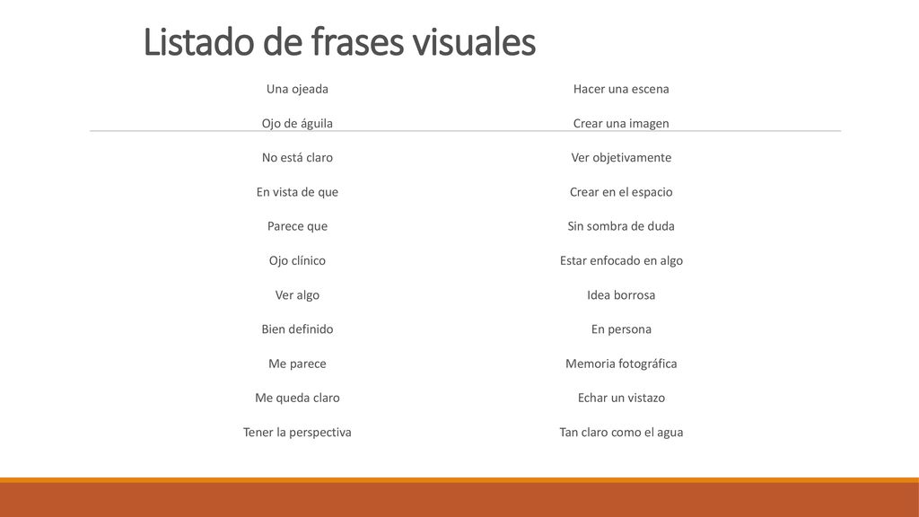Listado de frases visuales