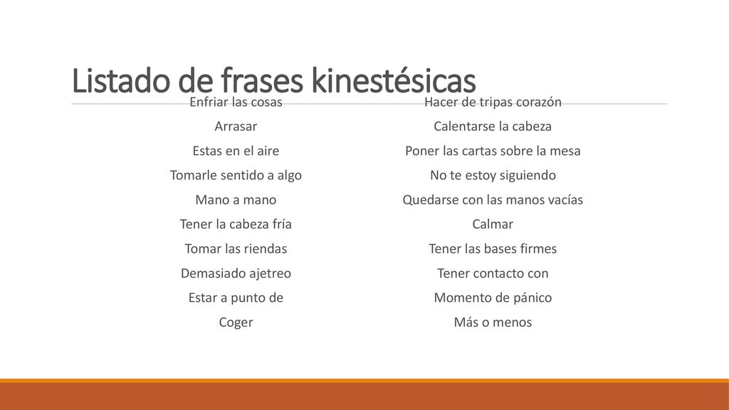 Listado de frases kinestésicas