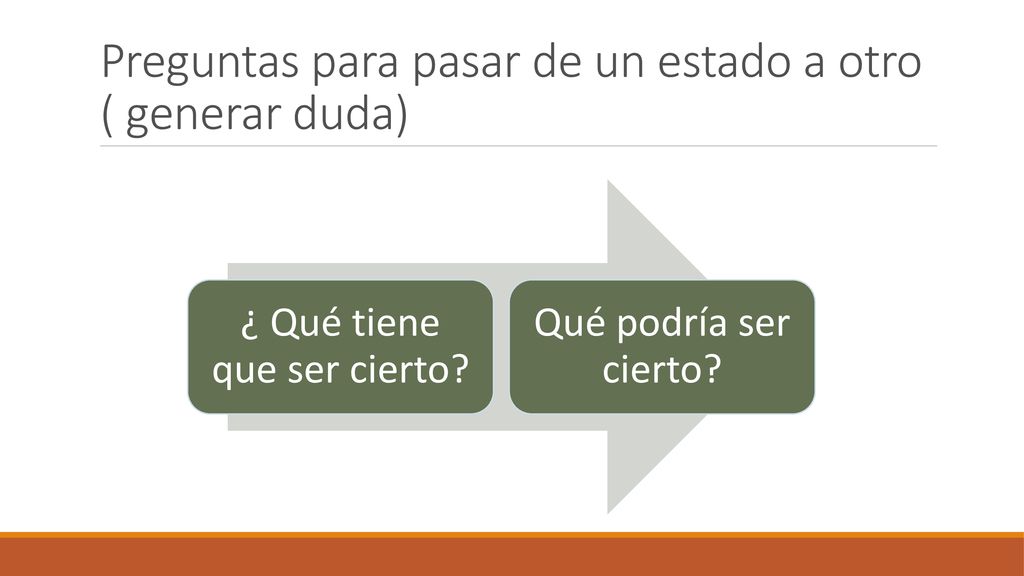 Preguntas para pasar de un estado a otro ( generar duda)