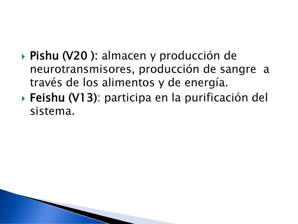 Pishu (V20 ): almacen y producción de neurotransmisores, producción de sangre a través de los alimentos y de energía.