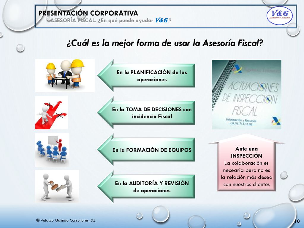 Presentación corporativa ASESORÍA FISCAL. ¿En qué puede ayudar V&G