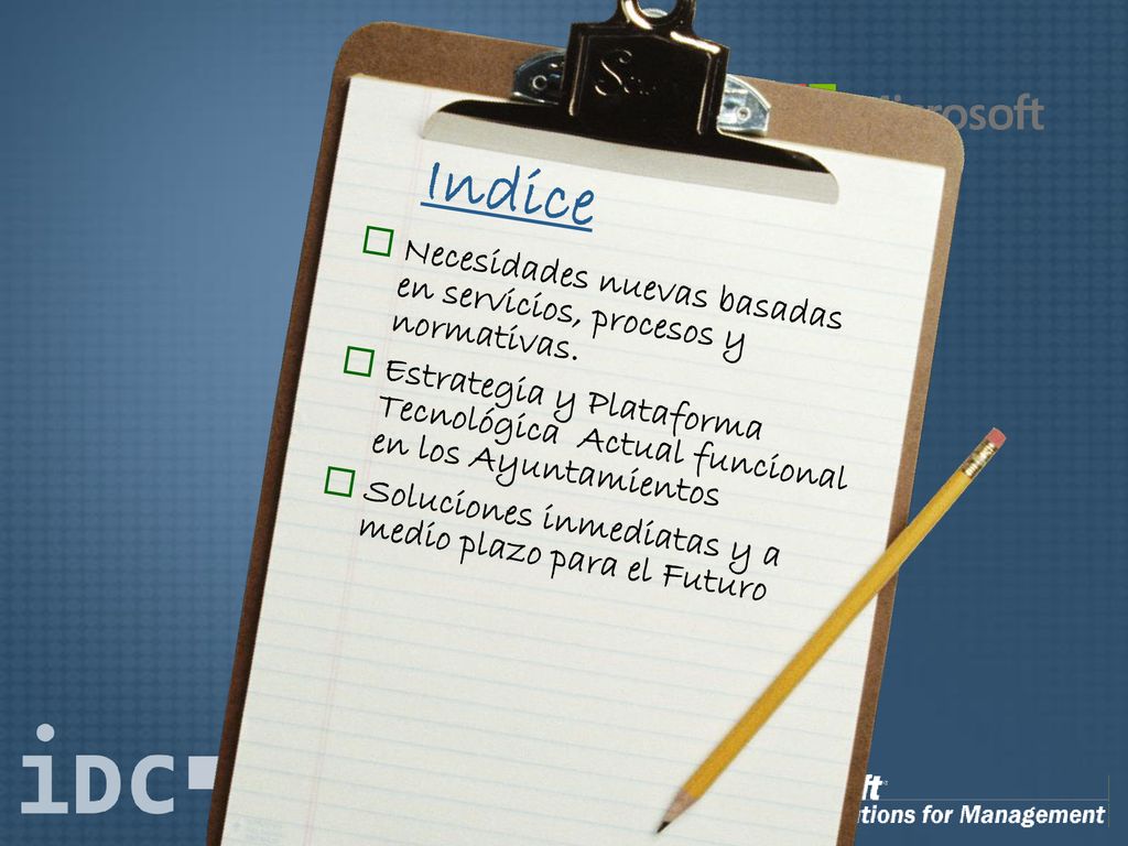 Indice Necesidades nuevas basadas en servicios, procesos y normativas.