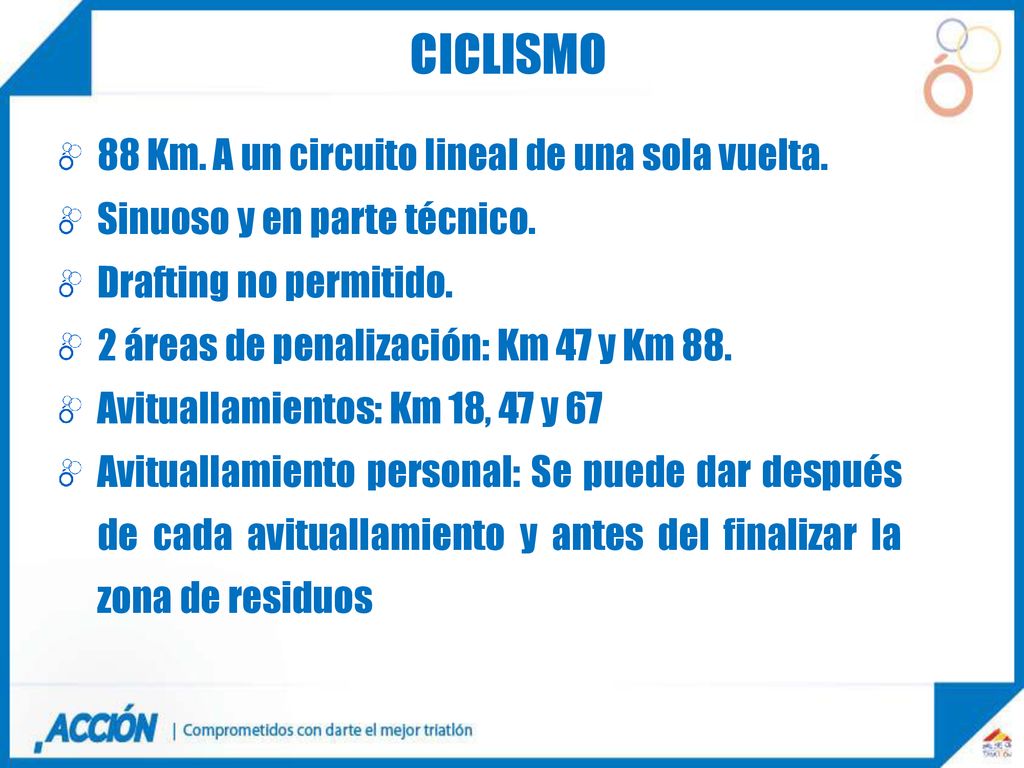 CICLISMO 88 Km. A un circuito lineal de una sola vuelta.