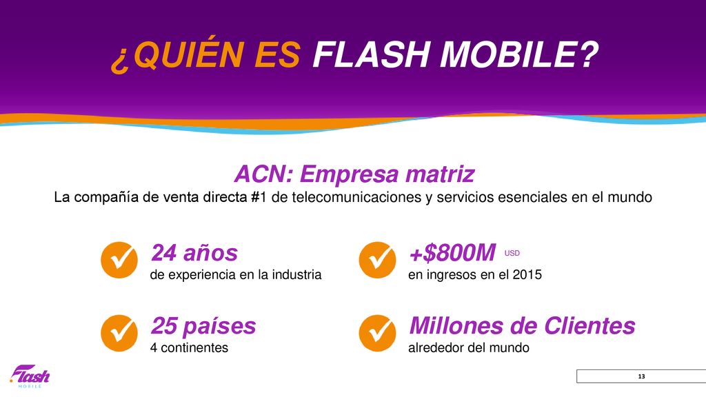 ¿QUIÉN ES FLASH MOBILE ACN: Empresa matriz 24 años +$800M 25 países