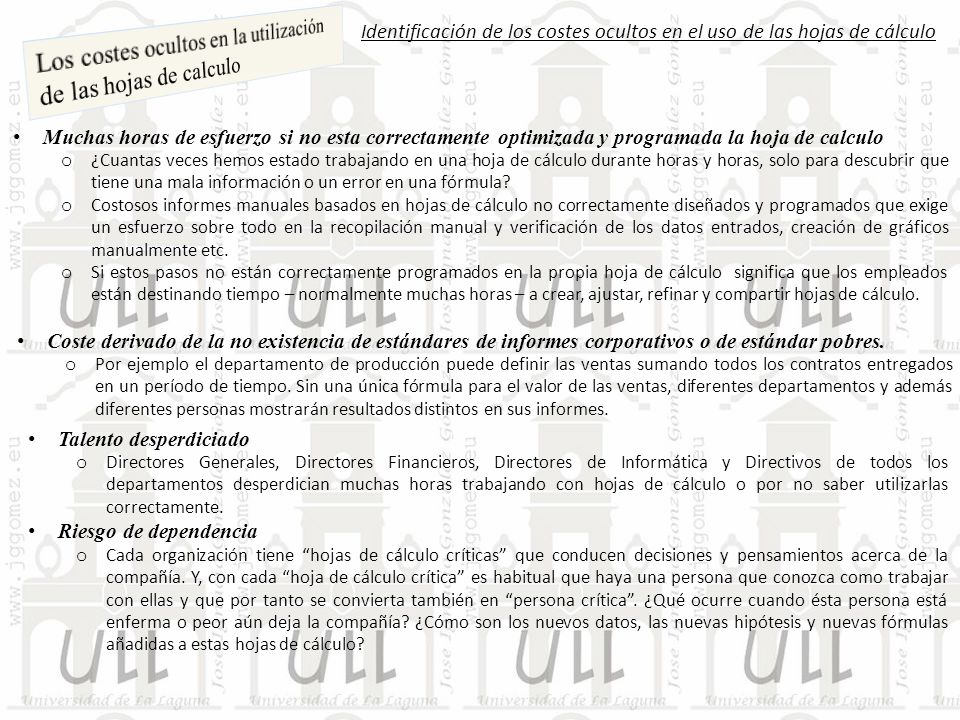 Los costes ocultos en la utilización de las hojas de calculo