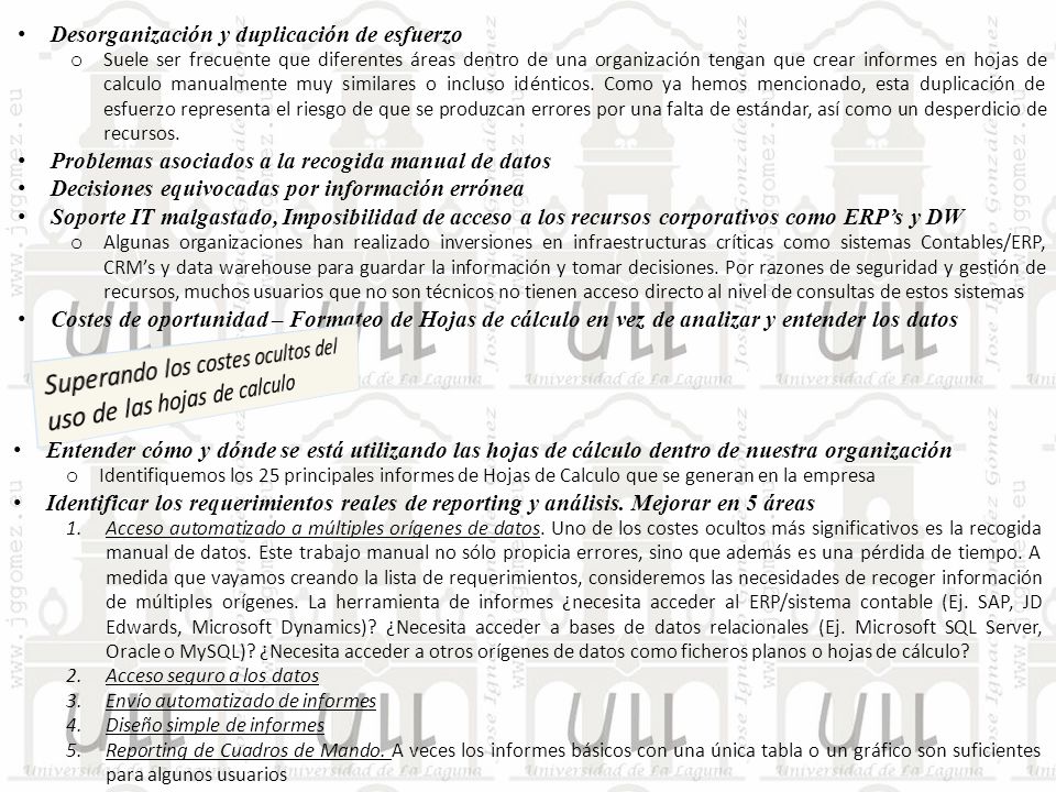 Superando los costes ocultos del uso de las hojas de calculo