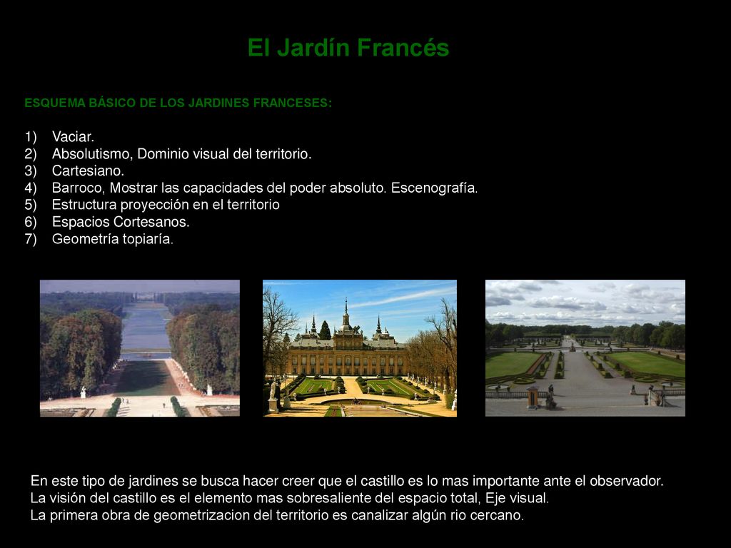 El Jardín Francés Vaciar. Absolutismo, Dominio visual del territorio.