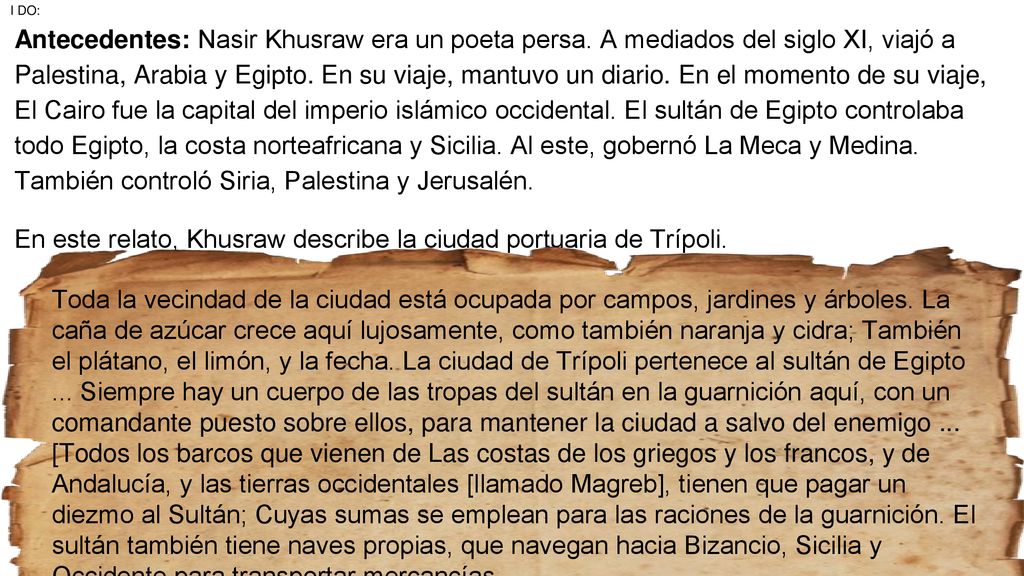 En este relato, Khusraw describe la ciudad portuaria de Trípoli.