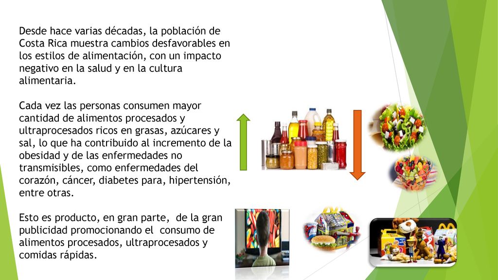 Desde hace varias décadas, la población de Costa Rica muestra cambios desfavorables en los estilos de alimentación, con un impacto negativo en la salud y en la cultura alimentaria.