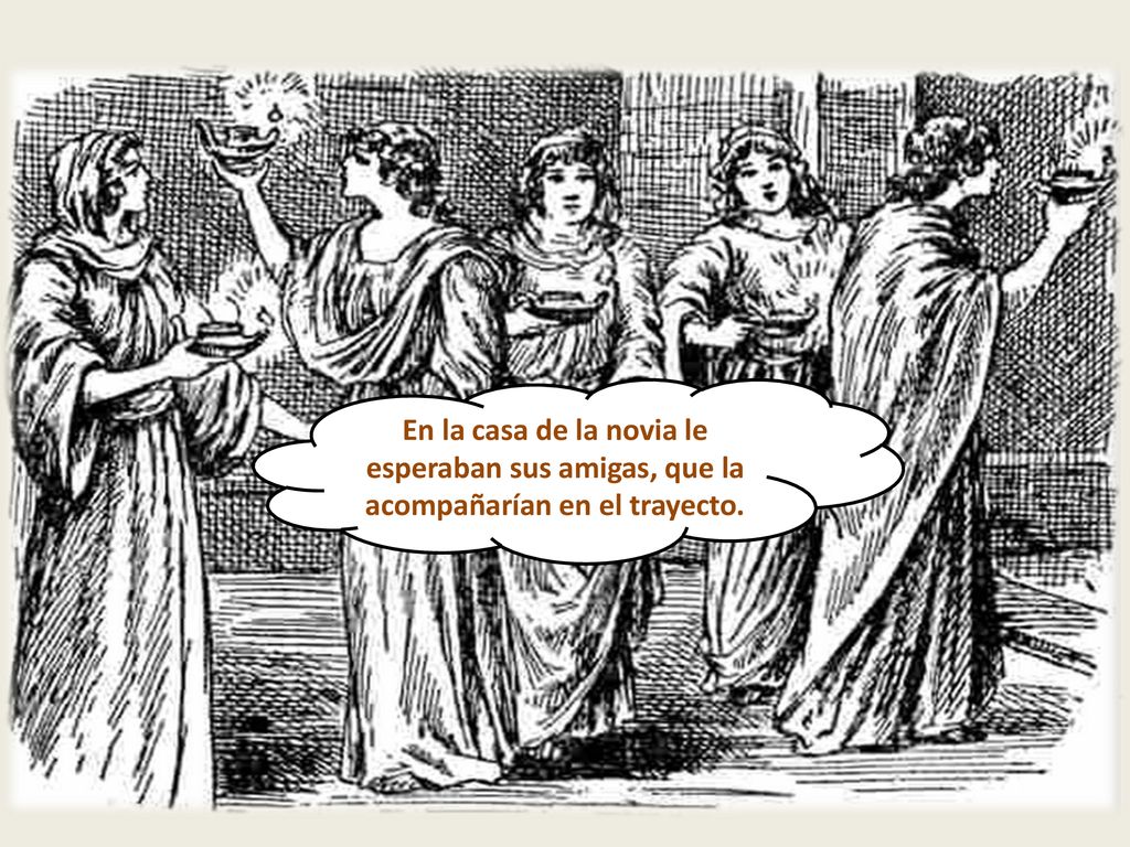 En la casa de la novia le esperaban sus amigas, que la acompañarían en el trayecto.