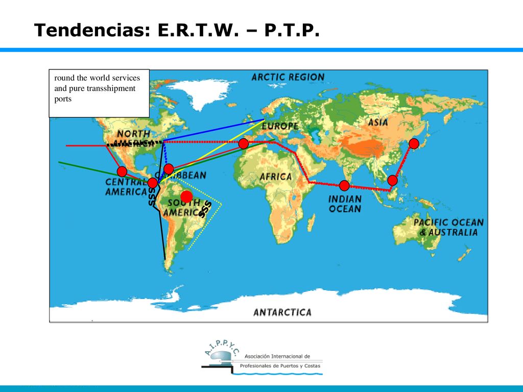 Tendencias: E.R.T.W. – P.T.P. round the world services and pure transshipment ports SSS SSS