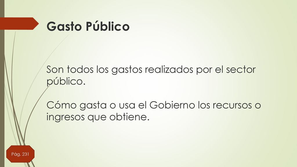 Gasto Público Son todos los gastos realizados por el sector público