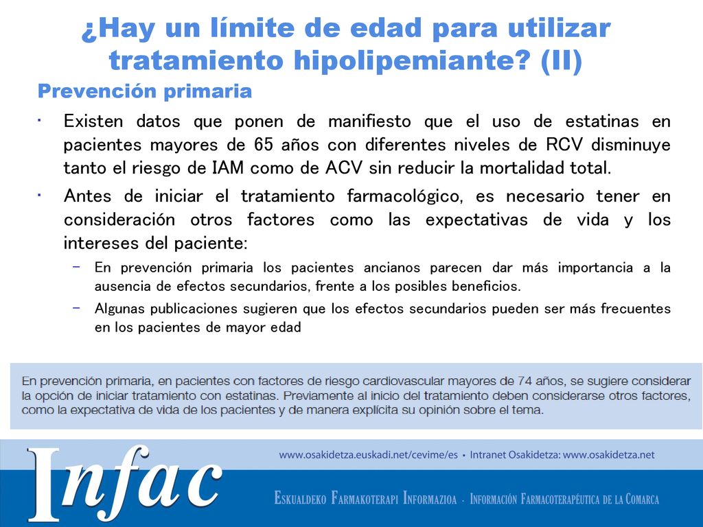 ¿Hay un límite de edad para utilizar tratamiento hipolipemiante (II)