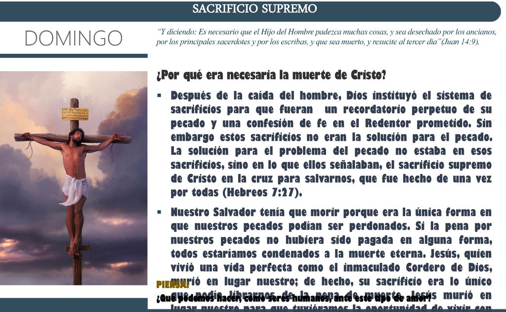 SACRIFICIO SUPREMO ¿Por qué era necesaria la muerte de Cristo