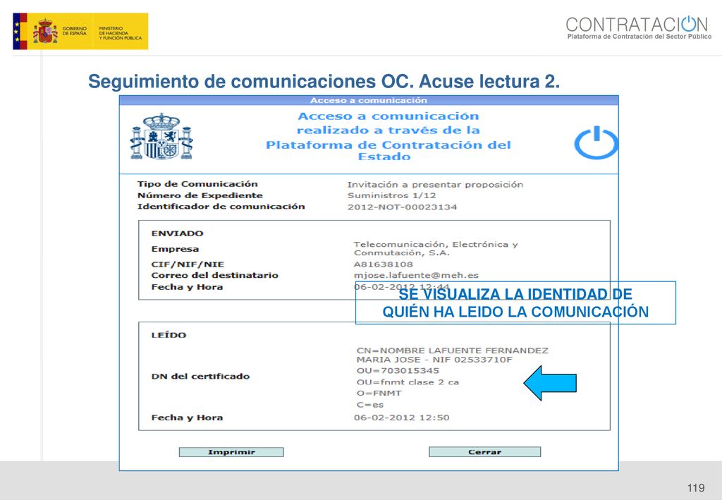 SE VISUALIZA LA IDENTIDAD DE QUIÉN HA LEIDO LA COMUNICACIÓN